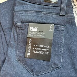 PAIGE Verdugo Crop Mid-Rise Ultra Skinny Jeans - Indigo Blue